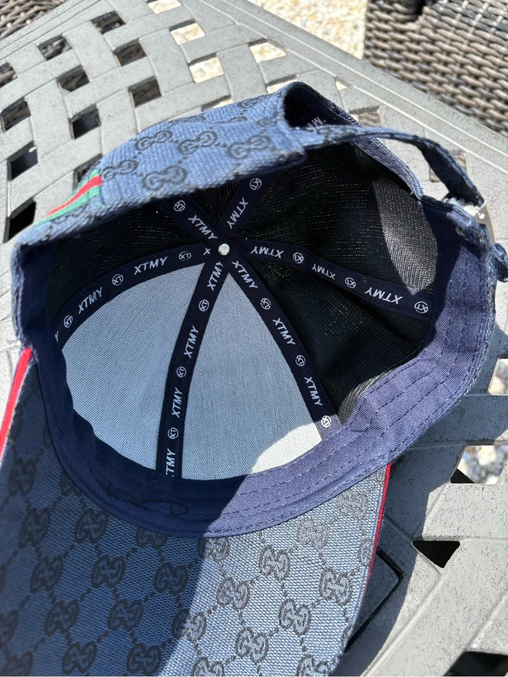 Navy Monogram Baseball Cap with Green-Red Web